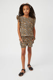 GS0027 Tan Smithsonian Ruffled Cheetah Print Tank Full Body