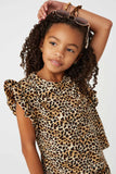 GS0027 Tan Smithsonian Ruffled Cheetah Print Tank Pose