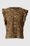 GS0027 Tan Smithsonian Ruffled Cheetah Print Tank Front 2