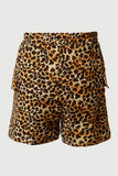 GS0029 Tan Smithsonian Patch Pocket Cheetah Print Shorts Back