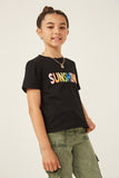 GY1157 Black Girls Sunshine Flocked T Shirt Full Body