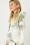 GY1330 Olive Girls Tie Dye Knit Hoodie Side