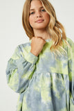 GY1335 Lime Girls Long Sleeve Tie Dye Peplum Top Detail