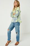 GY1335 Lime Girls Long Sleeve Tie Dye Peplum Top Full Body