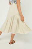 GY2104 Beige Girls Diagonal Panel Knit Skirt Back