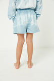 GY2108 Blue Girls Garment Tie Dyed Drawstring Shorts Back