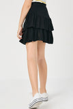 GY2297 Black Girls Smocked Ruffle Tiered Mini Skirt Back