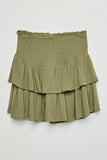 GY2297 Olive Girls Smocked Ruffle Tiered Mini Skirt Back Flat