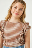 Layered Ruffle Striped Tee