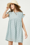 Ruffle Sleeve Swiss Dot Tunic Dress