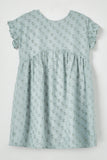 GY2401 BLUE Girls Ruffle Sleeve Swiss Dot Tunic Dress Front Flat