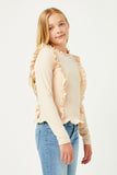 Girls Ruffle Detailed Ribbed Long Sleeve Tee SIde