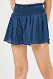 GY2477 Navy Girls Smocked Waist Soft Skort Close Up