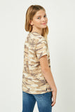 GY2512 Taupe Mix Girls Camo Print T Shirt Back