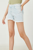 GY2559 Light Denim Girls Distressed Frayed Detail Denim Shorts Side