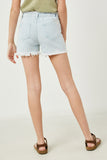 GY2559 Light Denim Girls Distressed Frayed Detail Denim Shorts Back