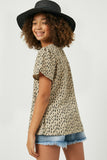 GY2560 Girls Printed Short Sleeve Keyhole Top Back