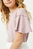 GY2617 Mauve Girls Paneled Flutter Sleeve Ribbed Knit Top Detail