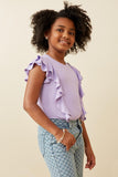 GY2642 Lavender Girls Layered Ruffle Rib Knit Top Side