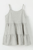 GY2685 Grey Girls Tiered Texture Knit Sleeveless Tassel Top Flat Back