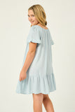 GY2708 BLUE Girls Lace Trimmed Button Down Drop Waist Dress Back