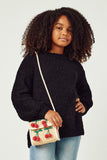 GY2741 Black Girls Popcorn Knit Pullover Sweater Pose