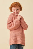 GY2741 Mauve Girls Popcorn Knit Pullover Sweater Front