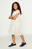 GY2777 IVORY Girls Heart Printed Tiered Chiffon Dress Full Body