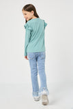 GY2837 MINT Girls Ruffled Long Sleeve Pocketed T Shirt Back