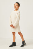 GY2856 Cream Girls Popcorn Pull Over Sweater Dress Full Body