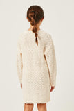 GY2856 Cream Girls Popcorn Pull Over Sweater Dress Back