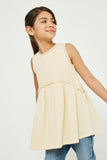 GY2869 IVORY Girls Sleeveless Ribbed Knit Crochet Trim Tank Front