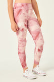 GY2913 PINK Girls Tie Dye Print Active Leggings Side