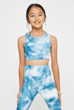 GY2914 BLUE Girls Tie Dye Print Active Sports Bra Front