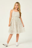 GY2915 OFF WHITE Girls Pleated Skirt Sleeveless Tank Dress Pose