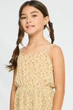 GY2915 YELLOW Girls Pleated Skirt Sleeveless Tank Dress Detail