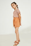 GY2926 RUST Girls Elastic Waist Soft Skort Full Body