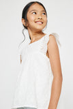 GY2940 OFF WHITE Lace Shoulder Eyelet Peplum Top Side