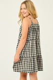 GY2954 Black Girls Gingham Tiered Sleeveless Dress Back