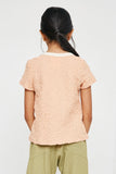 GY2962 SALMON Girls Textured Contrast Band Tee Back