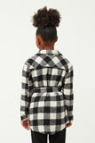 GY5152 BLACK Girls Plaid Belted Long Length Shacket Back