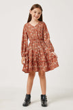 Smocked Waist Ruffled Tiered V Neck Dress