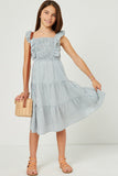 Sleeveless Smocked Detail Ruffled Tiered Dress