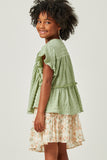 GY5593 SAGE Girls Textured Knit Ruffle Seamed Tassel Tie Top Back