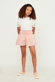 GY5599 PINK Girls Gingham Print Smocked Waist Shorts Full Body