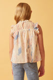 GY5636 IVORY Girls Watercolor Smocked Yoke Ruffled Tank Back