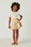 GY5680 Mustard Girls Striped Asymmetric Ruffle Skirt Full Body