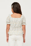 GY5837 IVORY Girls Embroidered Eyelet Ruffled Floral Peplum Top Back