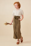 GY5972 OLIVE Girls Garment Dyed Tencel Wide Leg Pant Full Body