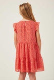 GY6103 RED Girls Ditsy Floral Ruffle Tank Dress Back